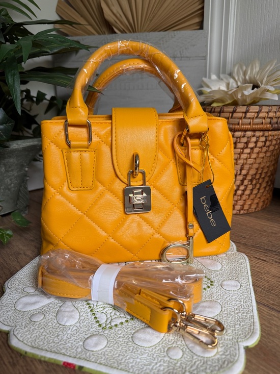 bebe Handbags - bebe Kellen Small VL Quilted Satchel Crossbody Bag in Sunflower Yellow – NWT